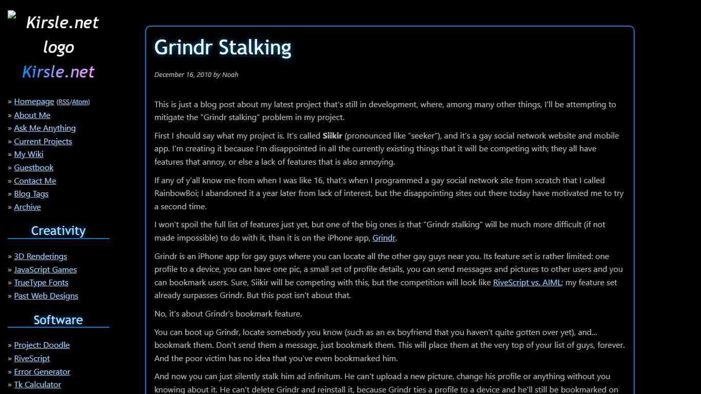 Grindr Stalking - Kirsle.net